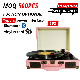 Fashion Design Custom Flannel Wrap Wooden Suitcase Turntable Player Electric Modern Gramophone