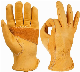 Flex Grip Leather Work Gloves Stretchable Wrist Tough Cowhide Working Glove