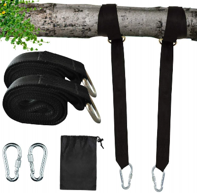 40" Double Layer Swing Hanging Kit Tree Straps for Tree Swing with Carabiners and Carry Bag