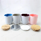 Wholesale Customize White Pink Blue Painting Glass Candle Holder with Wooden and Metal Lids