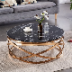 Black Marble Glass Modern Luxury Coffee Tables Gold Stainless Steel Round Living Room Tables