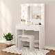 White Dressing Table with 10 Light Bulbs and Chair