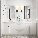 PA Bathroom Furniture Luxury Double Basin Vanity Sink PVC Storage Bathroom Cabinet