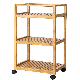 Bamboo 3 Tier Rolling Utility Service Cart