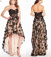 Lace Party Prom Dress Hi-Low Champagne Black Cocktail Evening Dress Ya126