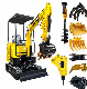  1.5 T Miniature Backhoe Excavadora Mini Hydraulic Crawler Small Size Wheel Construction Backhoe Garden Household Farm Greenhouse /Towable Electric /Excavator