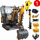  1000kg Hydraulic Crawler Small Size Wheel Construction Backhoe Garden Micro Household Farm Construction Greenhouse Towable Mini Electric Excavator