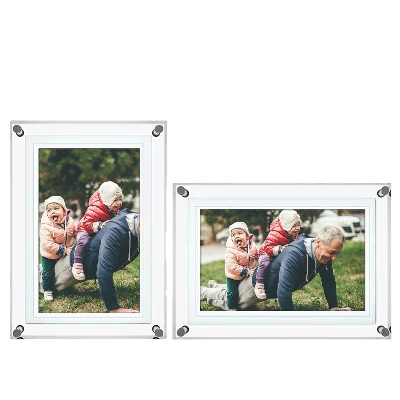 Clear Crystal Video Frame Photo Battery Powered LCD 5" 7" 10.1" Digital Art Acrylic Picture Frame