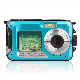 HD368 Waterproof Digital Camera Full HD 2.7K 48MP 16X Underwater Camera with Dual Screen - Blue