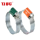  Adjustable Non-Perforated Worm Drive British Type 304ss Stainless Steel Hose Clamp with Color Head Tube Housing, Range 18-28mm