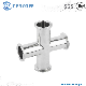 Stainless Steel 304 316L Sanitary Pipe Fittings Clamp Welded End Straight Cross