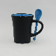 Heat Transfer Tapered Matte Black Mugs with Spoon Color Changing Ceramic Cup