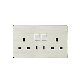 Wall 16A 2 Gang White Outlet Socket