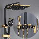  Bathtub Faucet Hot Cold Tap Thermostatic Square Bath Black Gold Shower Set