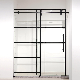  Matte Black Grid Adjustable Framed Sliding 1 Fixed 1 Moving Panels Shower