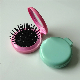 Portable Round Customized Shape Cosmetic Wholesale Cheap Mini Folding Detangling Hair Combs Brush with Mirror Set for Make up