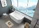  Matt White and Glossy Freestanding Against Wall Acrylic Bathtub with Right&Left Skirt