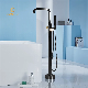  China Bathtub Faucet Black and Gold Knurl Finish Shower Handle Floor Mounted Standing Tub Shower Faucet Bathtub Faucet