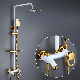 Gold Shower Set Luxury Brushed Gold 3 Function Dual Handle Thermostatic Shower Set