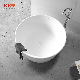 Kingkonree White Hotel Solid Surface Round Freestanding Bath