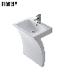 Bathroom Pedestal Sink Artificial Man-Made Stone Acrylic Resin Freestanding Wash Basin