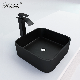 5% off Modern Luxury Grey Granite Wash Hand Basin Square Shaped Quartz Stone Vanitytop Sink Handmade Bathroom Sink manufacturer