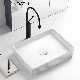 Ortonbath Rectangular Groove Design Bathroom Sink Art Countertop Bathroom Ceramic Wash Basin