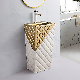  Fashion Popular Design Alone Ceramic Gold Plated Pedestal Basin Freestanding Sink Bathroom Hand Washing Basin