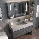  Modern Gray Wall Mount Bathroom Vanity Hotel Solid Wood Washroom Storage Cabinet Marble Floating Vanity