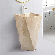  Diamond Marble Pedestal Wash Basin One Piece Free Standing Ceramic Stand Pedestal Sink Basin