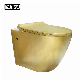  European Standard Wc Golden Water Saving Ceramic One Piece Wc Wall Toilet Sanitary Toilet Wc