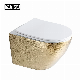  Gold Leather Rimless Collision Smart Round Rectangular Square Wall Hung Mounted Wc Chinese Bathroom Toilet with Bowl Seat Cover