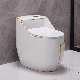 White Color New Modern Luxury Bathroom One Piece Toilet Ceramic Wc Toilets with Gold Line