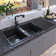 China Wholesale Modern Black Composite Granite Sink Double Bowl Handmade Sink Undermount Stone Sink Quartz Kitchen Sink Farmhouse Sink