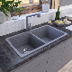  5% off Anti-Scratch Double Bowl Quartz Stone Kitchen Sink Composite Grey Granite Sink