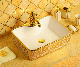Factory Customized Different Patterns Golden Sink Single Hole Toilet Bathroom Basin for Bathroom Sinks