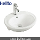  High Quality Europen Oval Recessed Bench Mount Wash Basin with Tap Hole