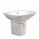 Sinks Art Basin Half Semi Pedestal Multi Color Marble Rectangle Washing Basin