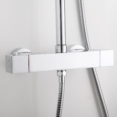 Chrome Thermostatic Shower System with 8" Rain Shower Head
