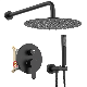  Bathroom Mixer Shower Set Wall Mounted Shower Faucet Rough-in Valve and Trim Kit Black Concealed Shower System with High Pressure Rain Shower Head