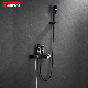 Sanipro High Quality Wall Mounted Luxury Matte Black Bathroom Hot and Cold Mixer Water Tap Faucet Shower Set Wth Shelf