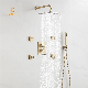 USA Upc Gold Wall Mounted Concealed Bath Room Square Rain Plastic Head Thermostatic Shower Hand Shower Bathroom Faucet Shower