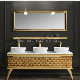 Modern Metal Bathroom Furniture Floor Mounnted Bathroom Cabinet with LED Mirror for Nigeria Villa Zf -Bc-010 manufacturer