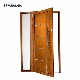 House Exterior Walnut Wood Veneer Design China Double Zinc Alloy Steel Door with Glass