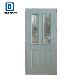  2 Lite 2 Panel Steel Glass Prehung Front Entry Door with Two Decorative Tempered Glass