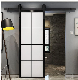 Frosted Glass Sliding Barn Door with Black Steel Frame for Bathroom Glass Doors From China Glass Door Factory