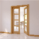 High Quality Interior Solid Wood Double Doors with Tempered Glass Inserts manufacturer