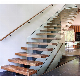 Straight Staircase Steel Glass Combination Staircase for Modern Style manufacturer