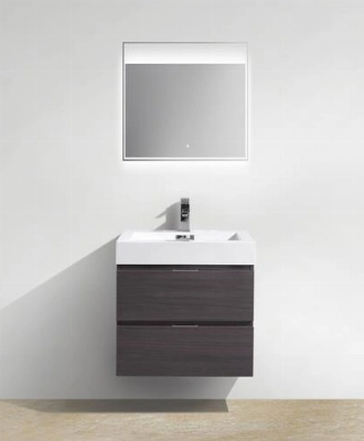 Bliss 24" High Gloss Gray Oak Wall Mount Modern Bathroom Vanity