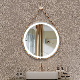 Bathroom Bedroom Solid Bamboo Frame Mirror Adjustable Leather Strap Hanging Round Wall Mirror